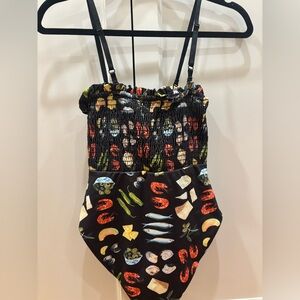 Lisa Says Gah Black Multicolor One Piece Swimsuit
